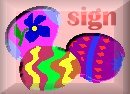 sign button for three decorated easter eggs Christian Graphics background set